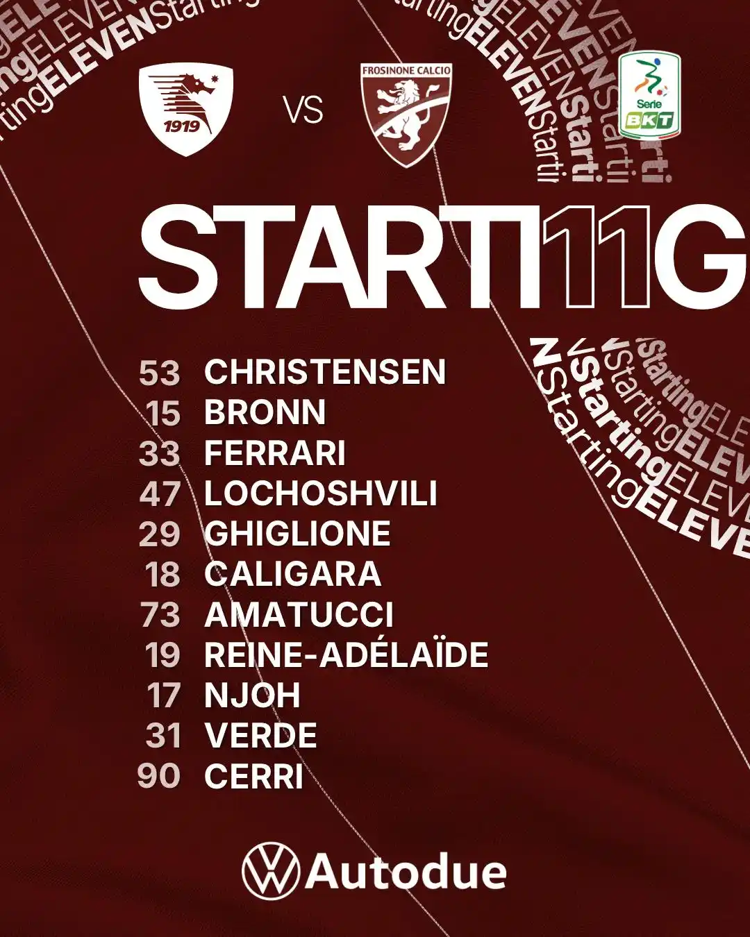 Image from U.S. Salernitana 1919: 🇱🇻 Starting XI 👆 <a class="text-blue-500 hover:underline cursor-po...