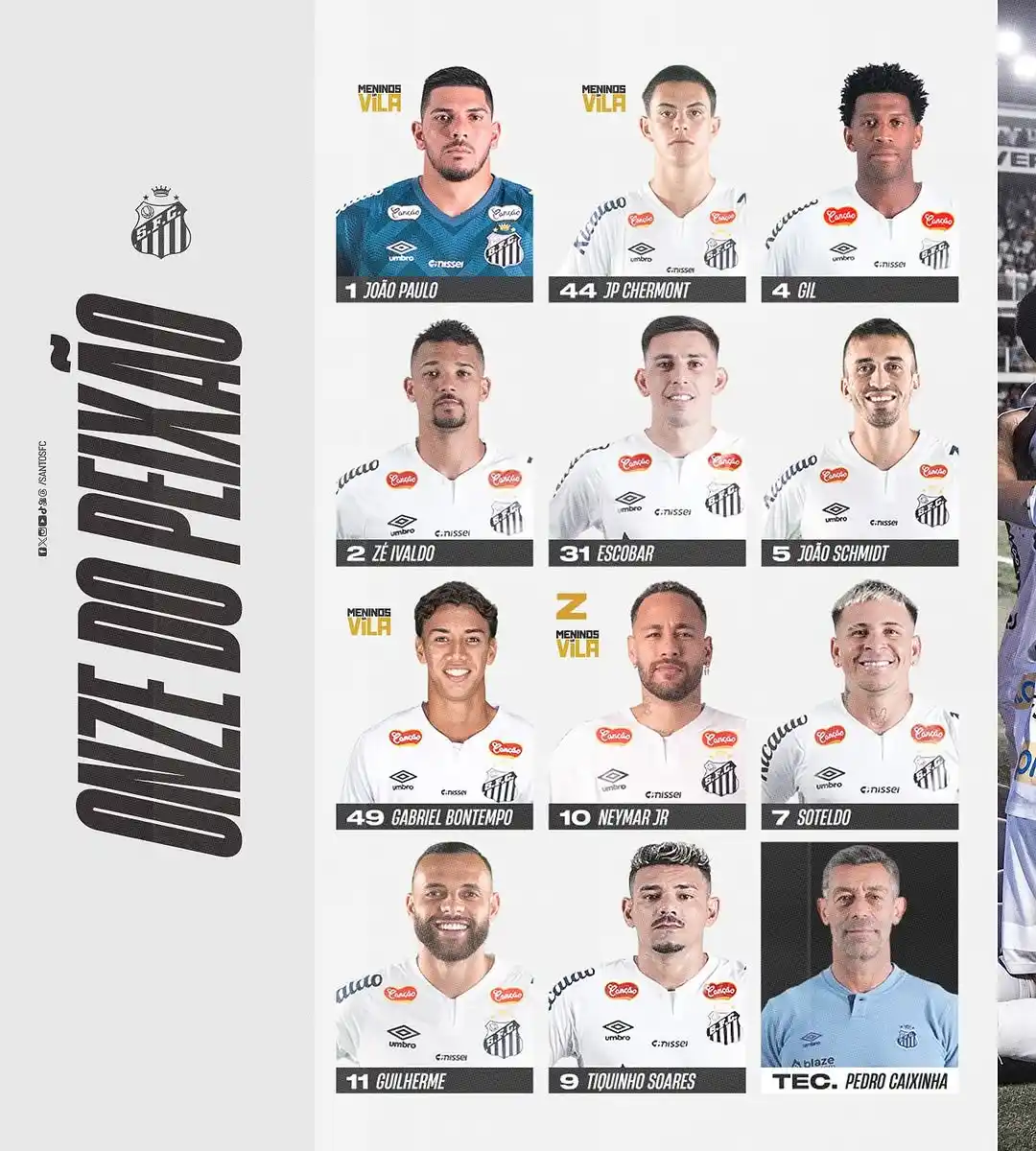 Image from 90min | Santos: VAI PRA CIMA DELES, SANTOS! 🖤🤍 Com João Paulo na vaga do lesionado ...