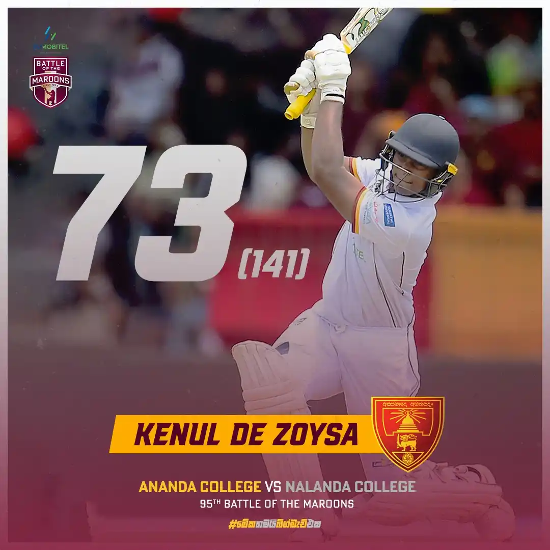 Image from ACBU Online: දිනදට සවිය වූ කෙනුල්ගේ ඉනිම අවසන් වෙයි... Kenul's innings comes to an...
