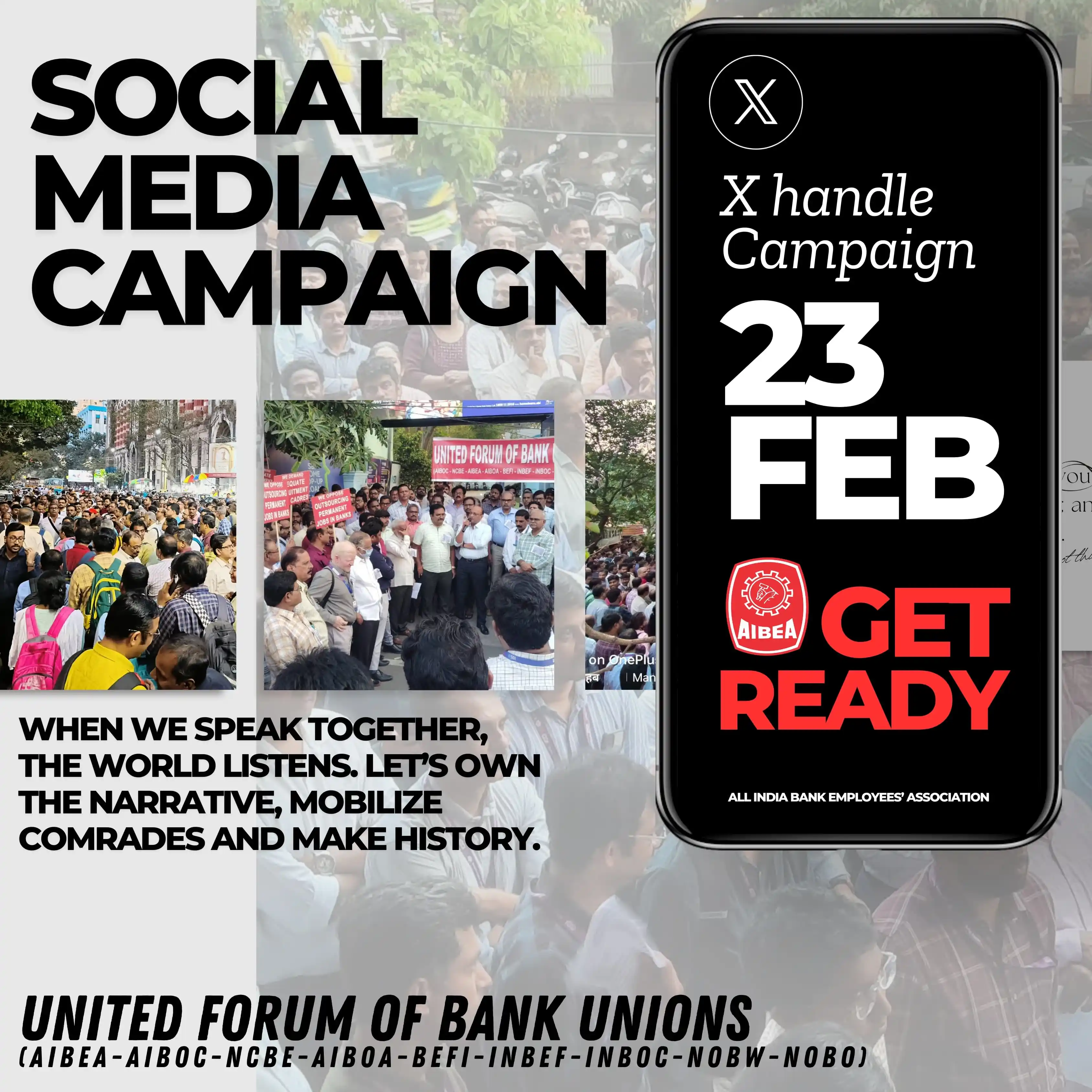 Image from AIBEA All India Bank Employees Association: Get Ready for Social Media Campaign on 23rd February, 2025 (Sunday) <...