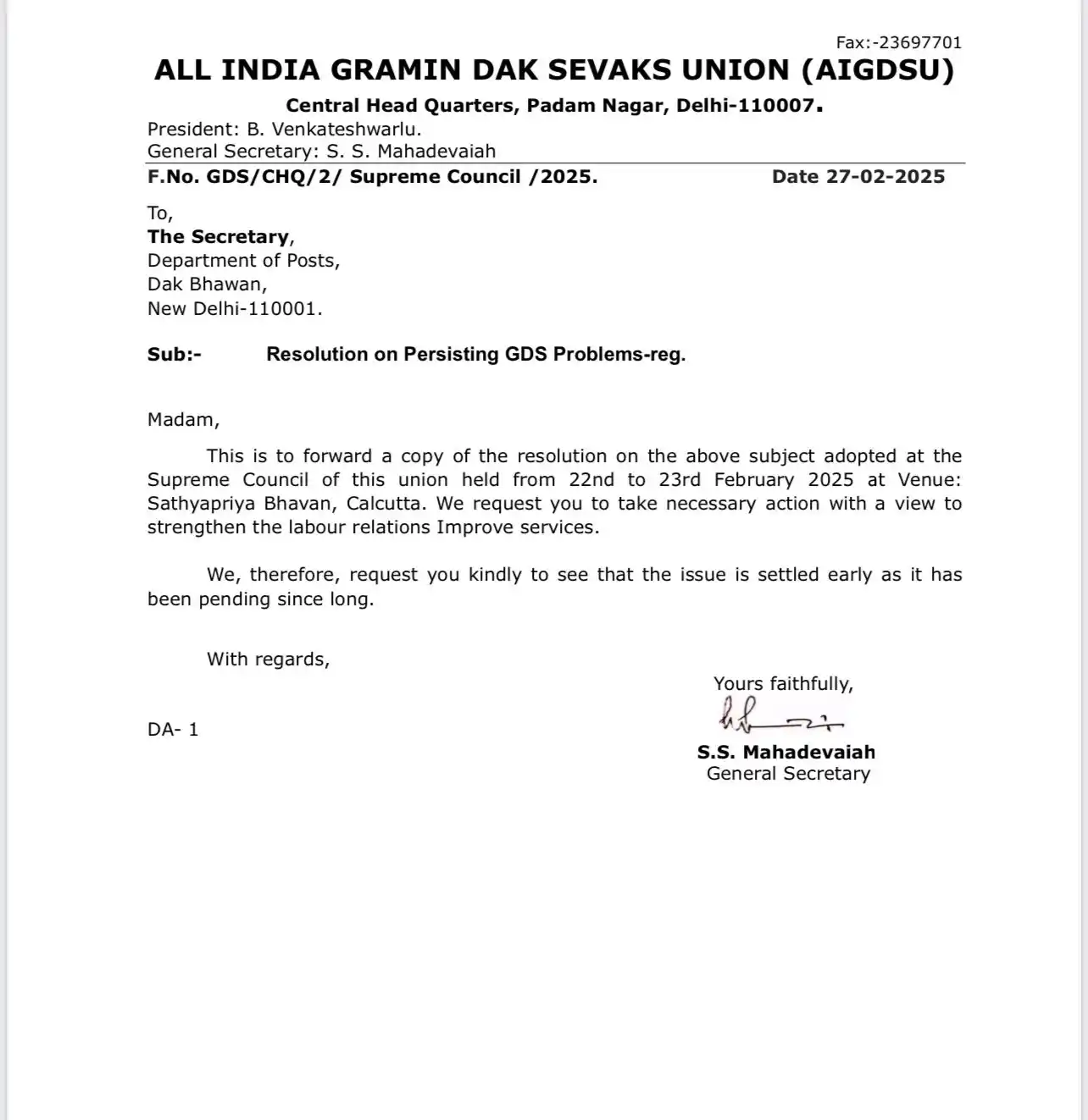 AIGDSU Official | Rural Postal Employees post