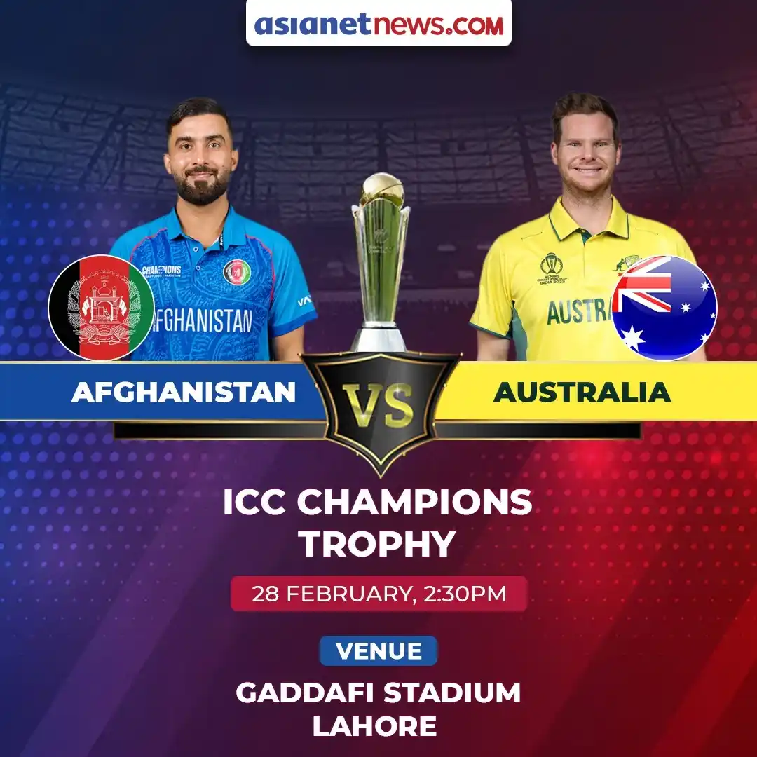 Image from Asianet Newsable: Afghanistan vs Australia in the ICC Champions Trophy 2025. 🏏 Who will...