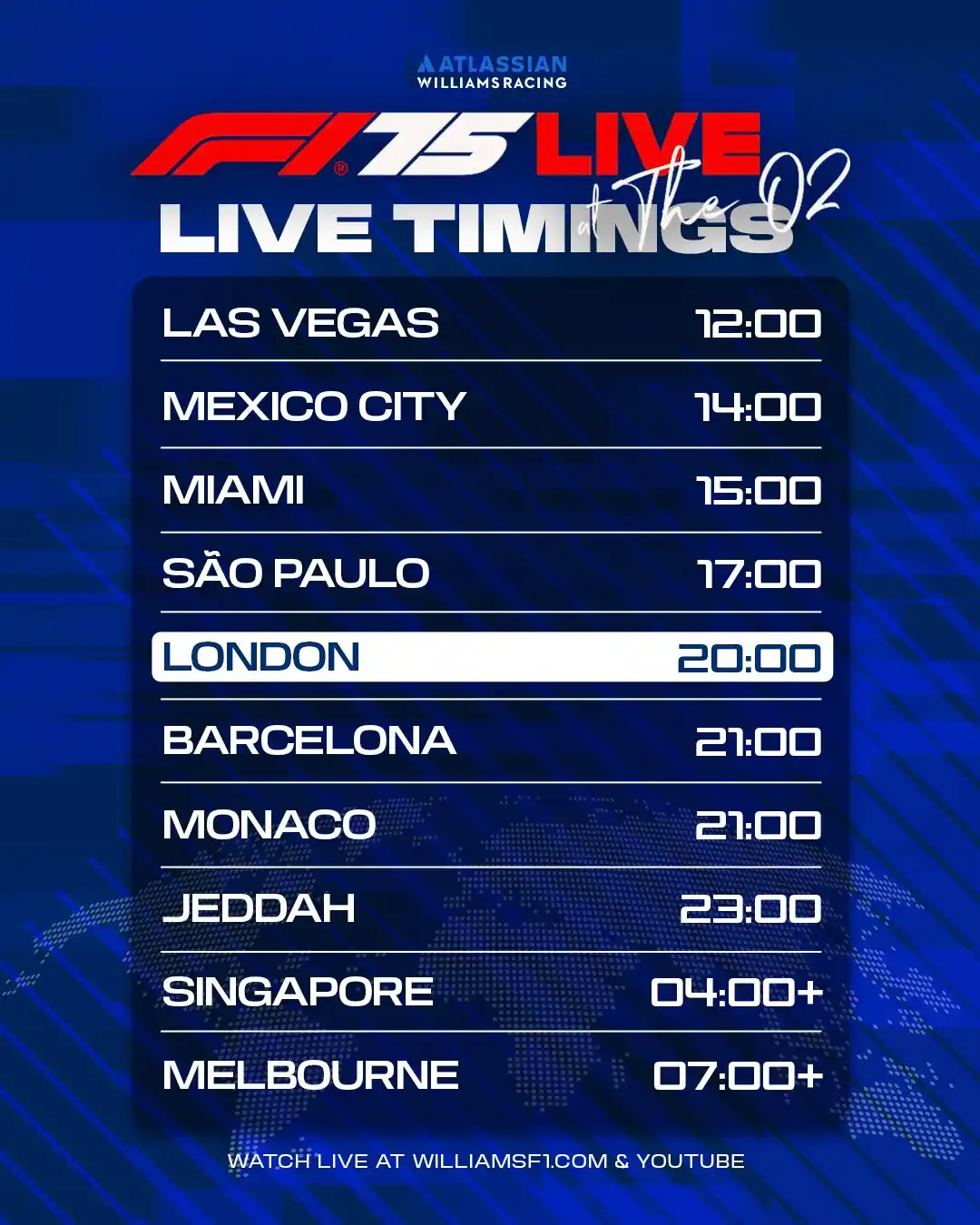Image from Atlassian Williams Racing: Where in the 🌎 will you be tuning in from to watch F175? Watch the F...