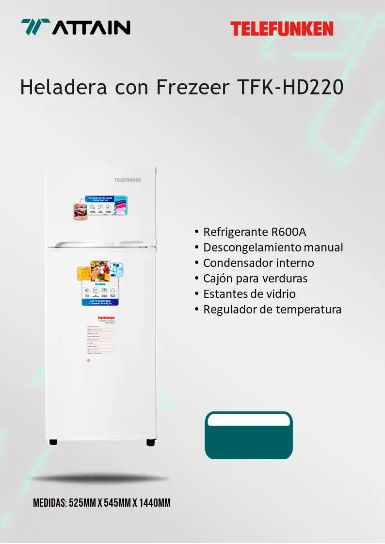 Image from Attain (Importadora Mayorista): *REINGRESO ESPERADO*❄️💣  _(6007) Heladera telefunken TKF-HD220 blanca...