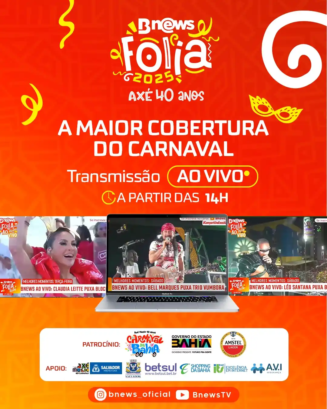 Image from BNews: 🎥 Assista o CARNAVAL DE SALVADOR AO VIVO pela BNews TV, no YouTube, n...