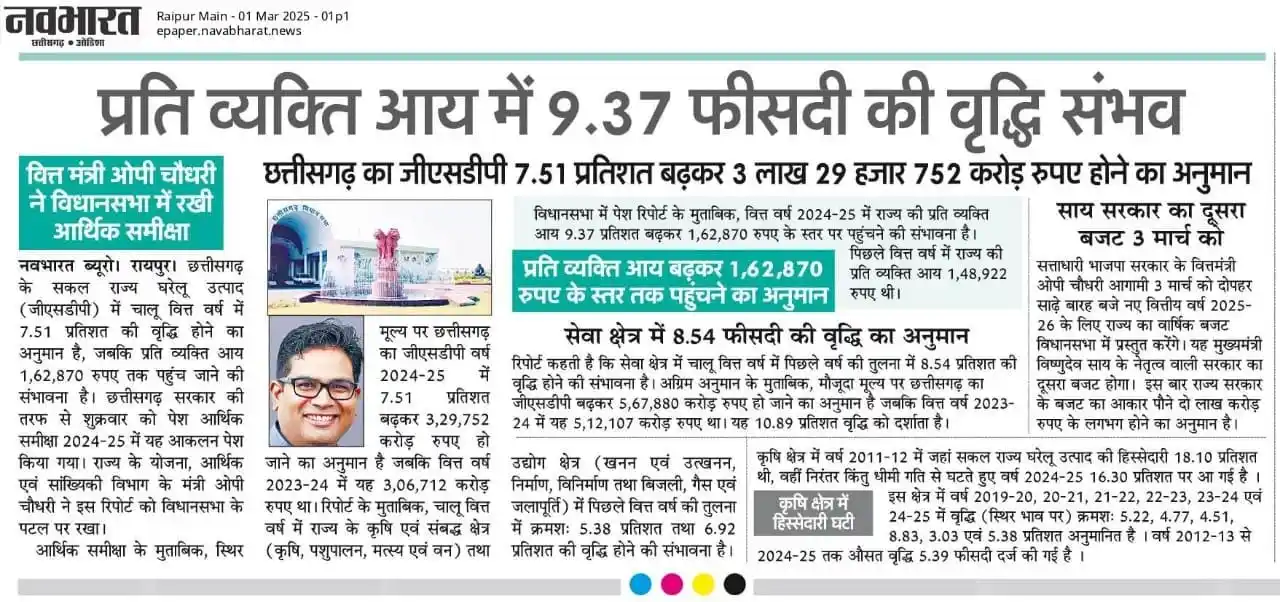 Image from 📚छत्तीसगढ़ प्रतियोगिता दर्पण 📚: *☑️प्रति व्यक्ति आय में 9.37 फीसदी की वृद्धि संभव* <a class="text-blu...