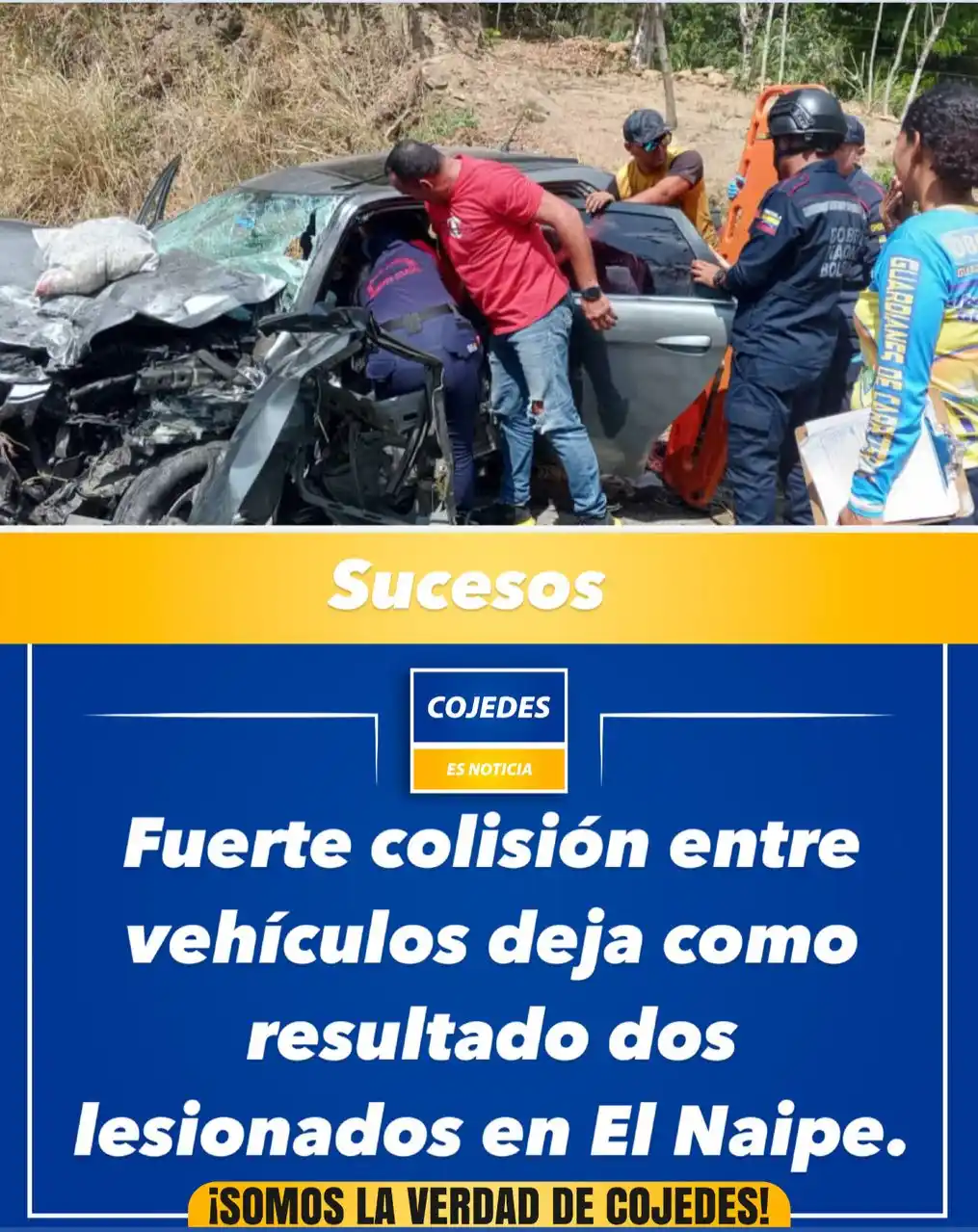 Image from Cojedes Es Noticia: Fuerte colisión entre vehículos deja como resultado dos lesionados en ...