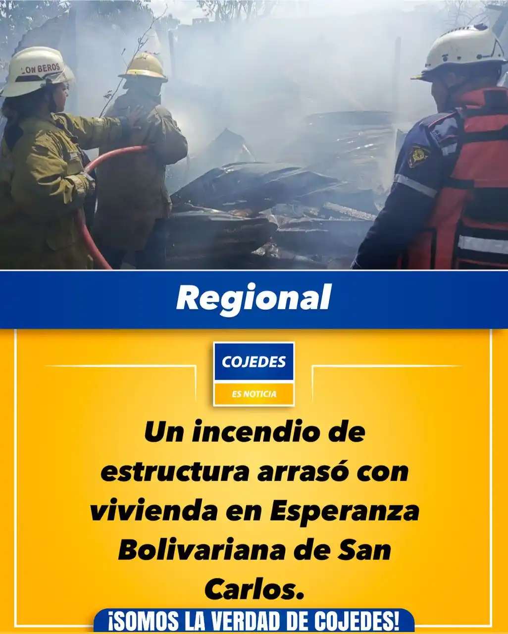 Image from Cojedes Es Noticia: Un incendio de estructura arrasó con vivienda en Esperanza Bolivariana...