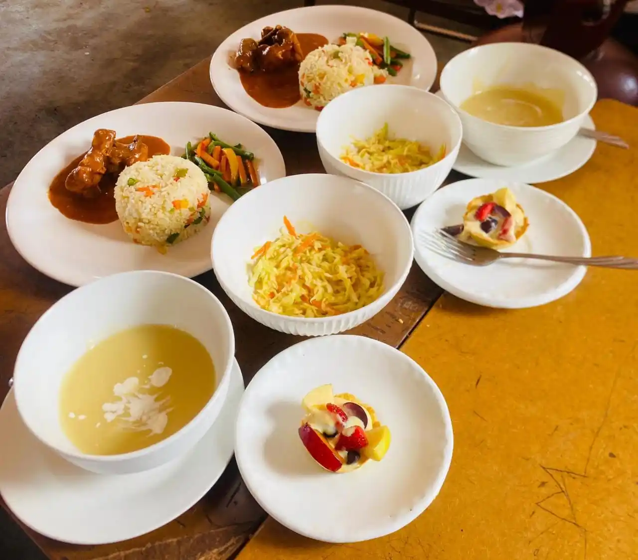 Image from Cooking & Baking Chef SK 2 🇿🇼🧑🍳: Fried rice Chicken curry Coleslaw salad Potato soup n fruit tart...
