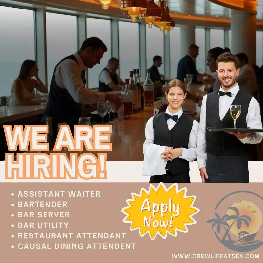 Image from Cruise Ship Jobs Updates 2025 Applications: 🌊 Now Hiring: Bartenders, Bar Servers & Waiters! 🍸🍽️🚢  Are you an ...