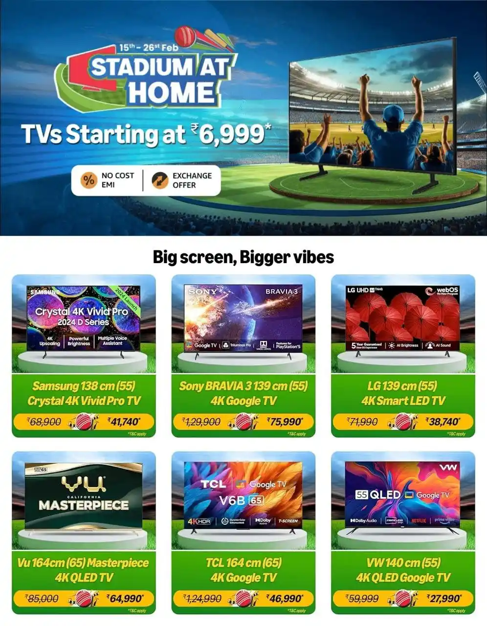 Image from Deals & Offers: 🏟 Stadium At Home 📺 TVs Starting at Rs 6,999 https://amzn.to/3EUxQU7...