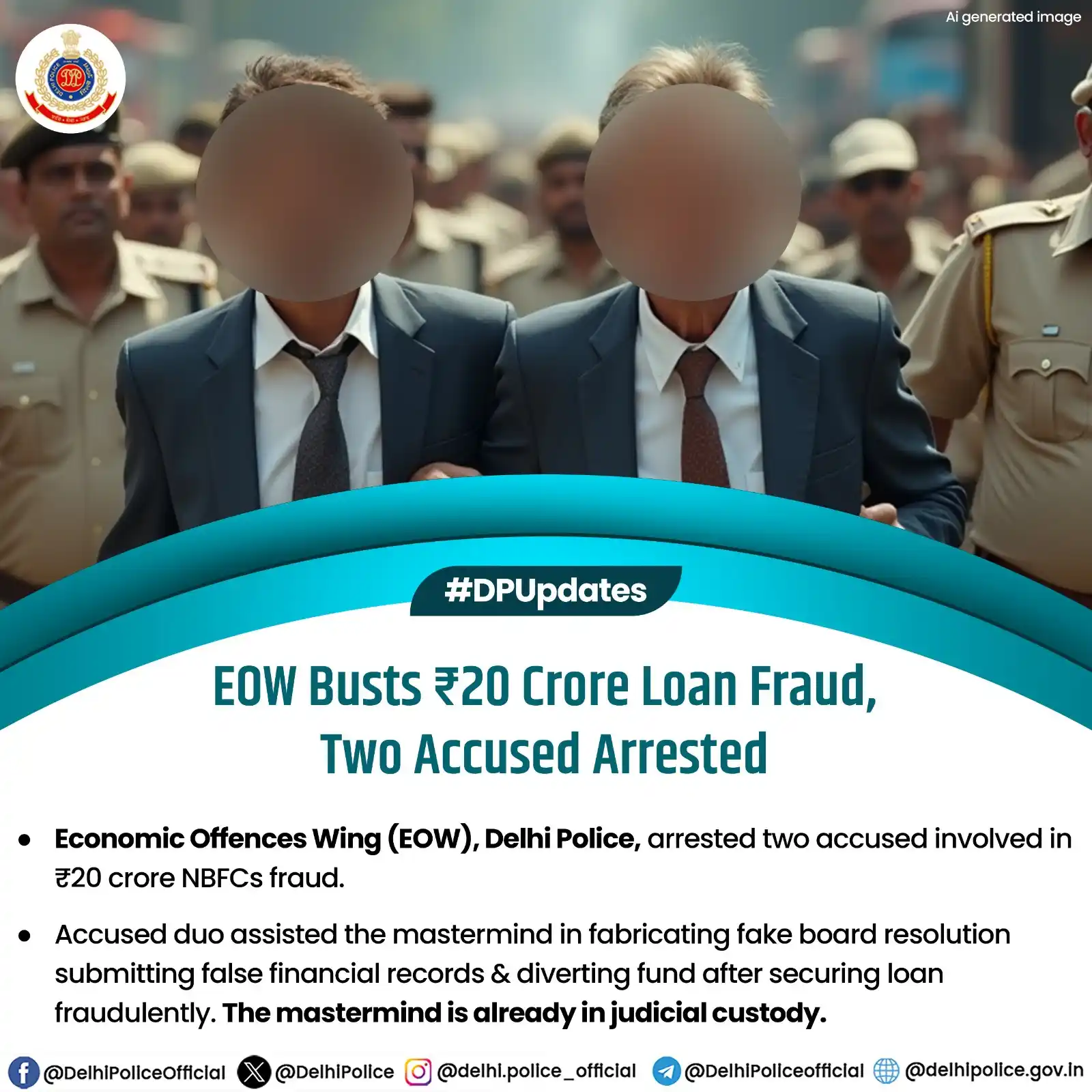 Image from Delhi police : 💸Team of Delhi Police @EOWDelhi arrested two accused persons for defr...