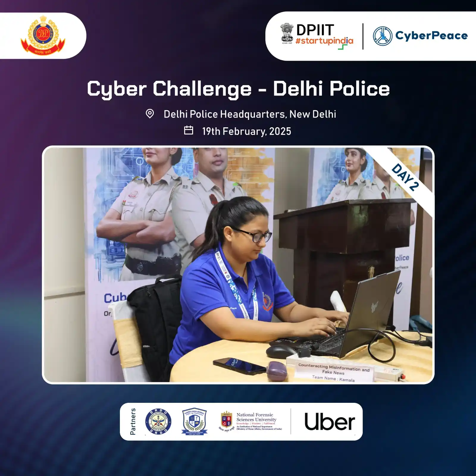 Image from Delhi police : Day 2 of the Cyber Challenge - Delhi Police saw an inspiring mentorshi...
