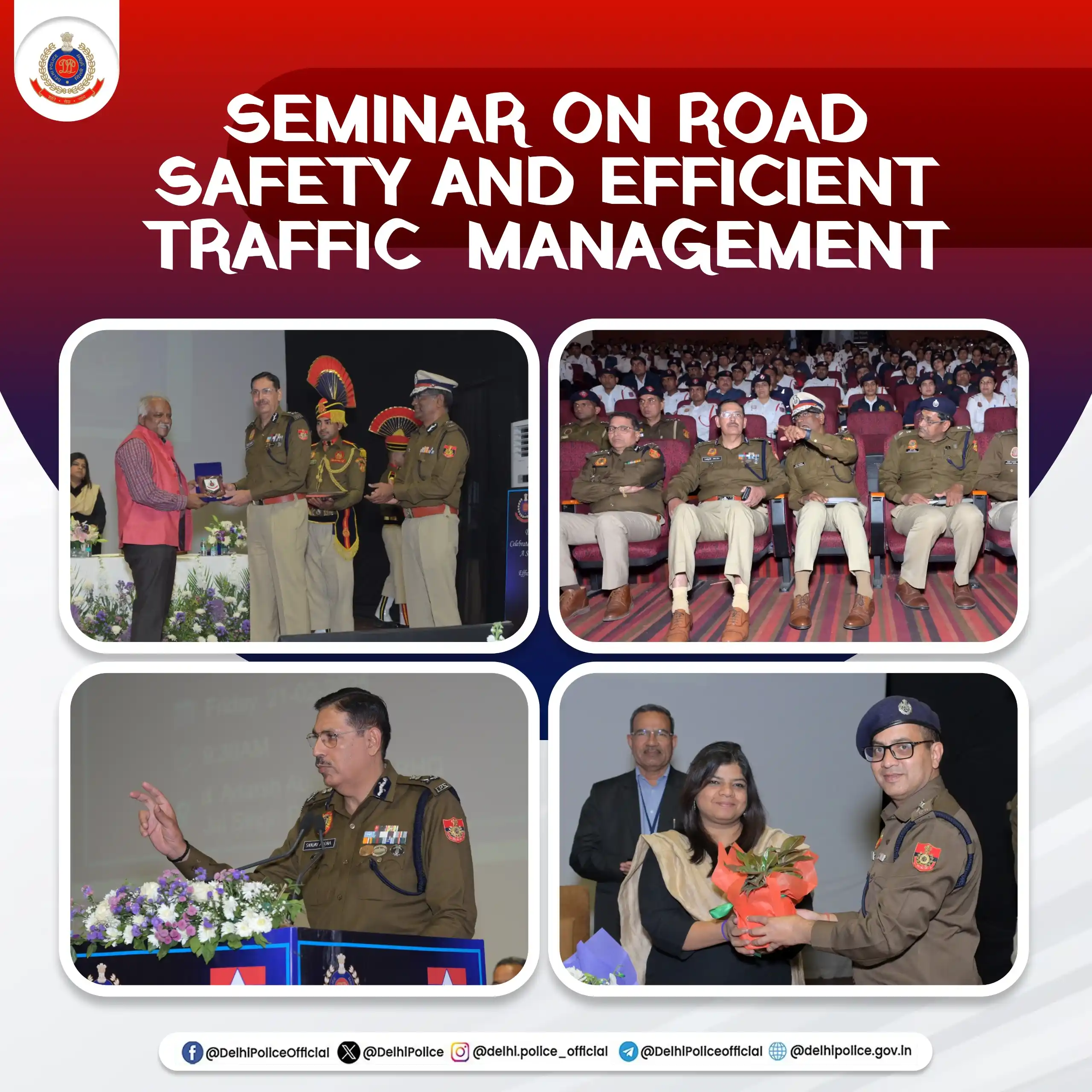 Image from Delhi police : 🚦@dtptraffic organised a seminar on Road Safety and Efficient Traffic...