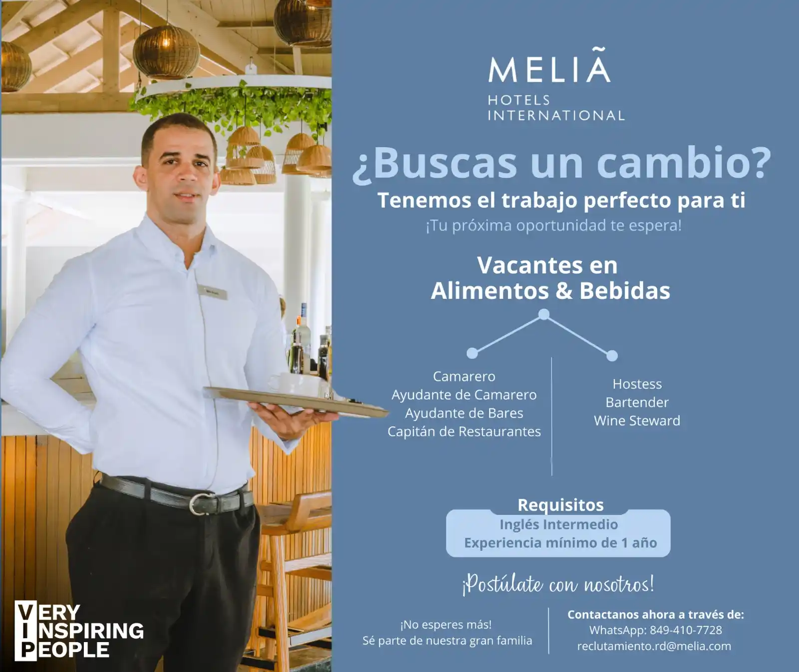 Image from Disi Mota Publicidad Empleos: ¡Únete a nuestro equipo de A&B en Meliá Hotels International! Embarca ...