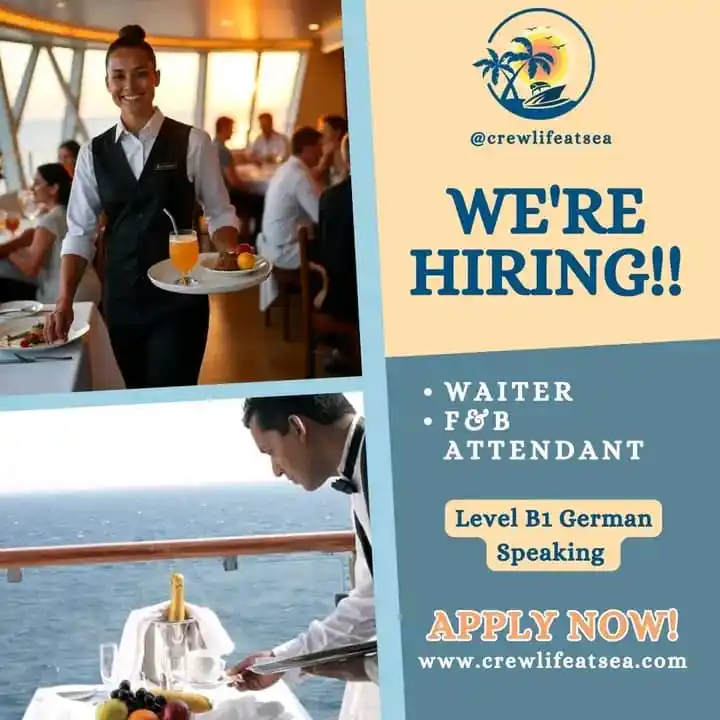 Image from Flying Eagles Employment Agencies Channel: 🍽️ Now Hiring: Waiters & Food & Beverage Attendants! 🚢✨ Do you have ...