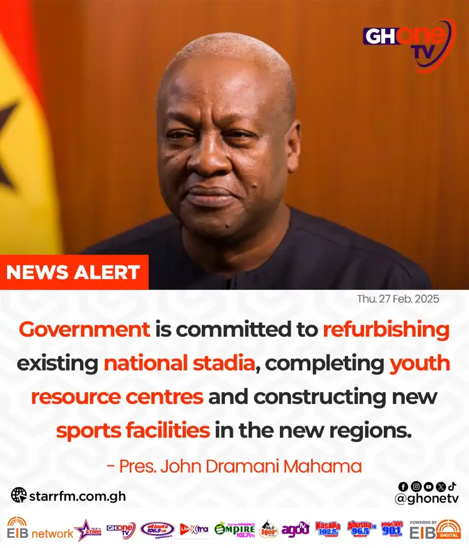 Image from GHOne TV: Government is committed to refurbishing existing national stadia... - ...