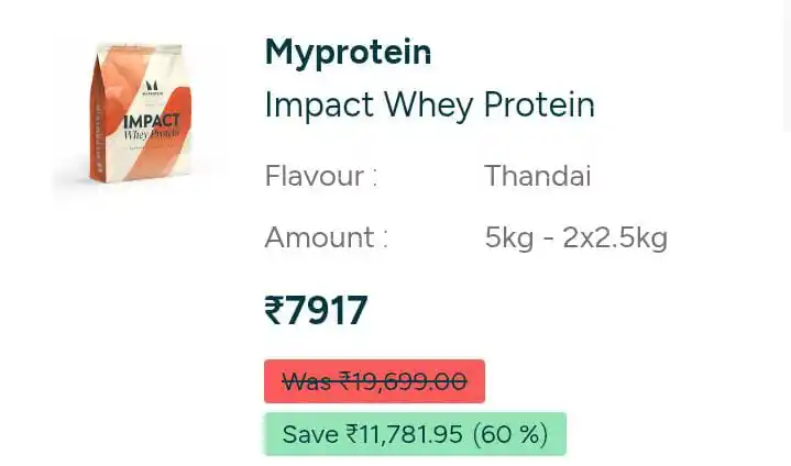 Image from GymDeals Whatsapp: *🔥Looot This: MyProtein Impact Whey 5 KG @ 7917/-* Make New Id on M...