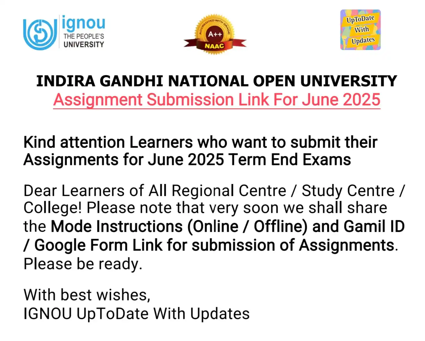 IGNOU UpToDate With Updates post