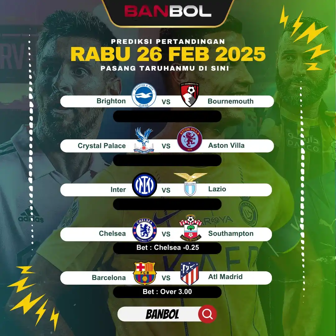 Image from INFO RTP POLA SLOT, JADWAL & PREDIKSI PARLAY BOLA: ⚽️ Jadwal Bola dan Rekomen Pasangan by BANBOL 🔥  02 : 30 | Brighton V...