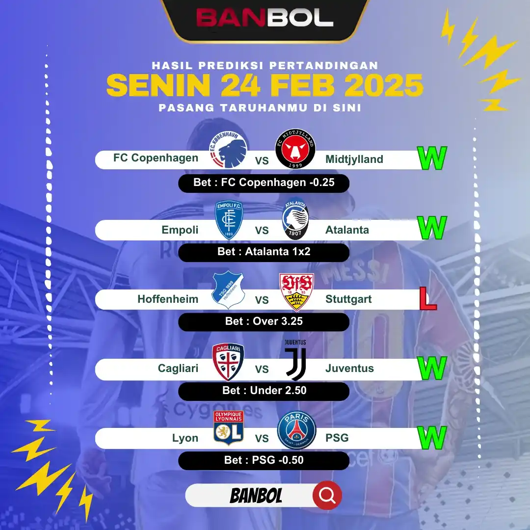 Image from INFO RTP POLA SLOT, JADWAL & PREDIKSI PARLAY BOLA: ⚽️ Hasil Prediksi 24 Feb By BANBOL 🔥  00 : 00 | FC Copenhagen Vs Midt...