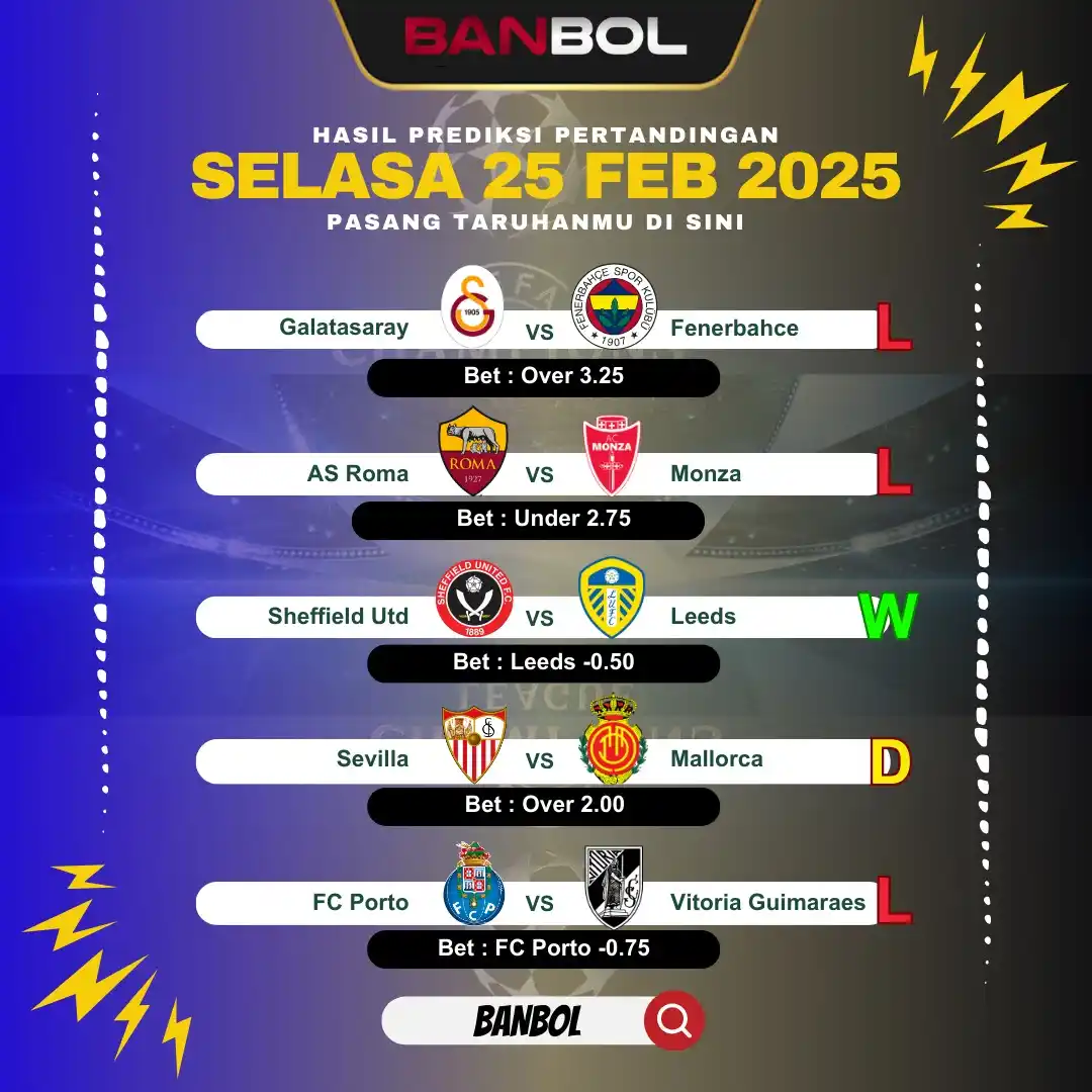 Image from INFO RTP POLA SLOT, JADWAL & PREDIKSI PARLAY BOLA: ⚽️ Hasil Prediksi 25 Feb By BANBOL 🔥 00 : 00 | Galatasaray Vs Fenerb...
