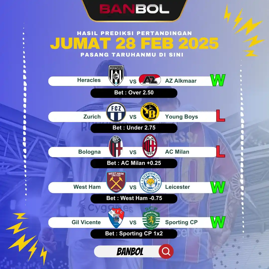 Image from INFO RTP POLA SLOT, JADWAL & PREDIKSI PARLAY BOLA: ⚽️ Hasil Prediksi 28 Feb By BANBOL 🔥 02 : 00 | Heracles Vs AZ Alkmaa...