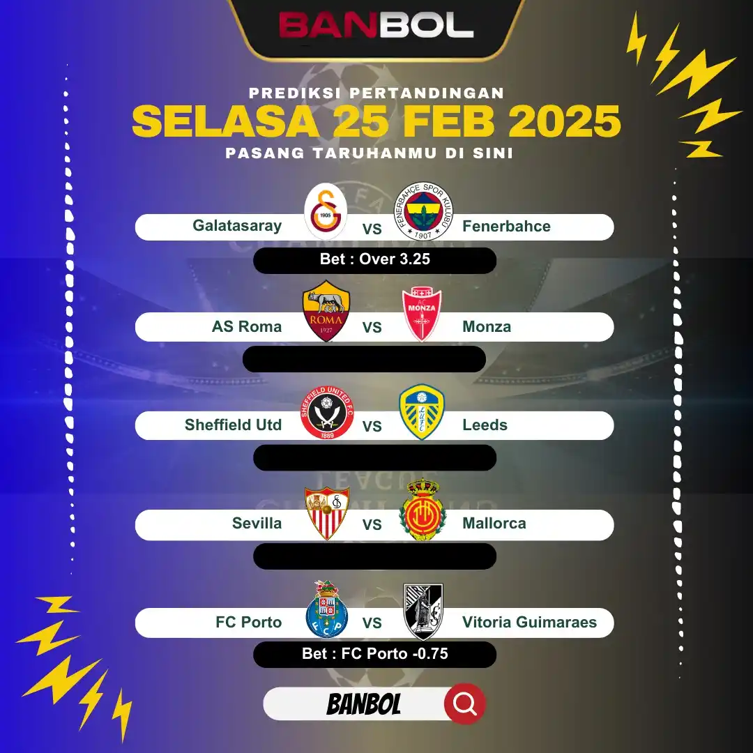 Image from INFO RTP POLA SLOT, JADWAL & PREDIKSI PARLAY BOLA: ⚽️ Jadwal Bola dan Rekomen Pasangan by BANBOL 🔥  00 : 00 | Galatasara...