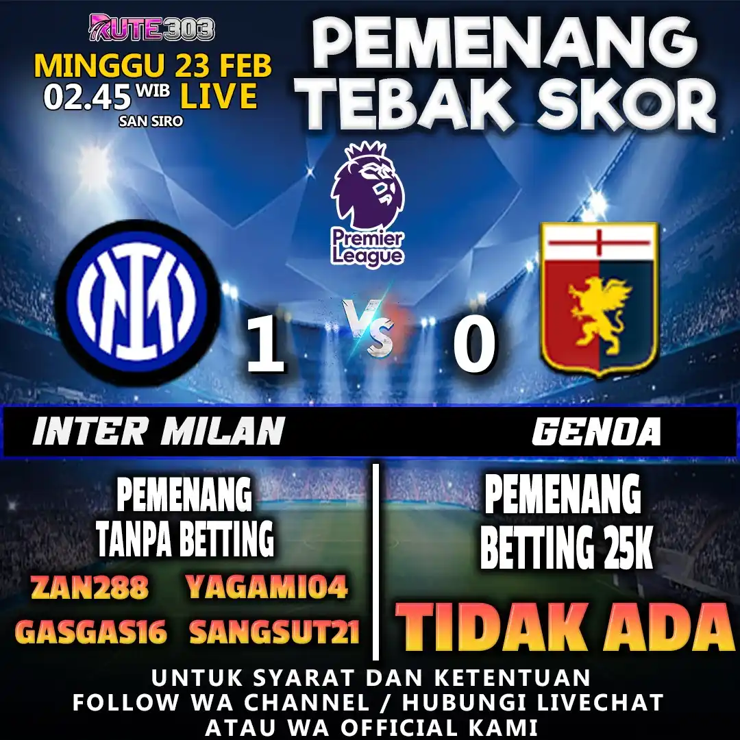 Image from Info Situs Slot Gacor Terpercaya x RUTE303 ⚡: PENGUMUMAN PEMENANG TEBAK SKOR ⚽️ EVENT TEBAK SKOR ⚽️ ⚽️ Inter Milan v...