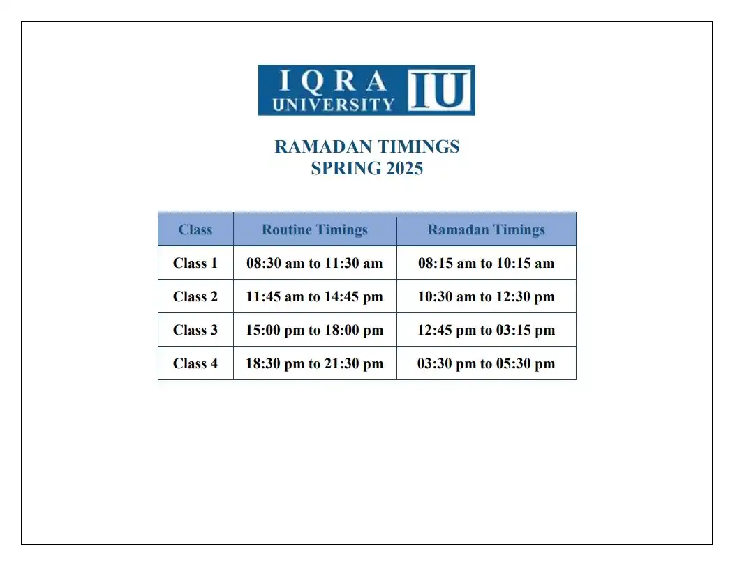 IQRA UNIVERSITY GULSHAN CAMPUS post