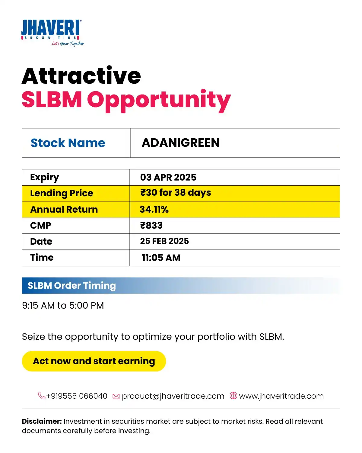 Image from Jhaveri Securities Ltd: *ADANIGREEN SLBM UPDATE*...