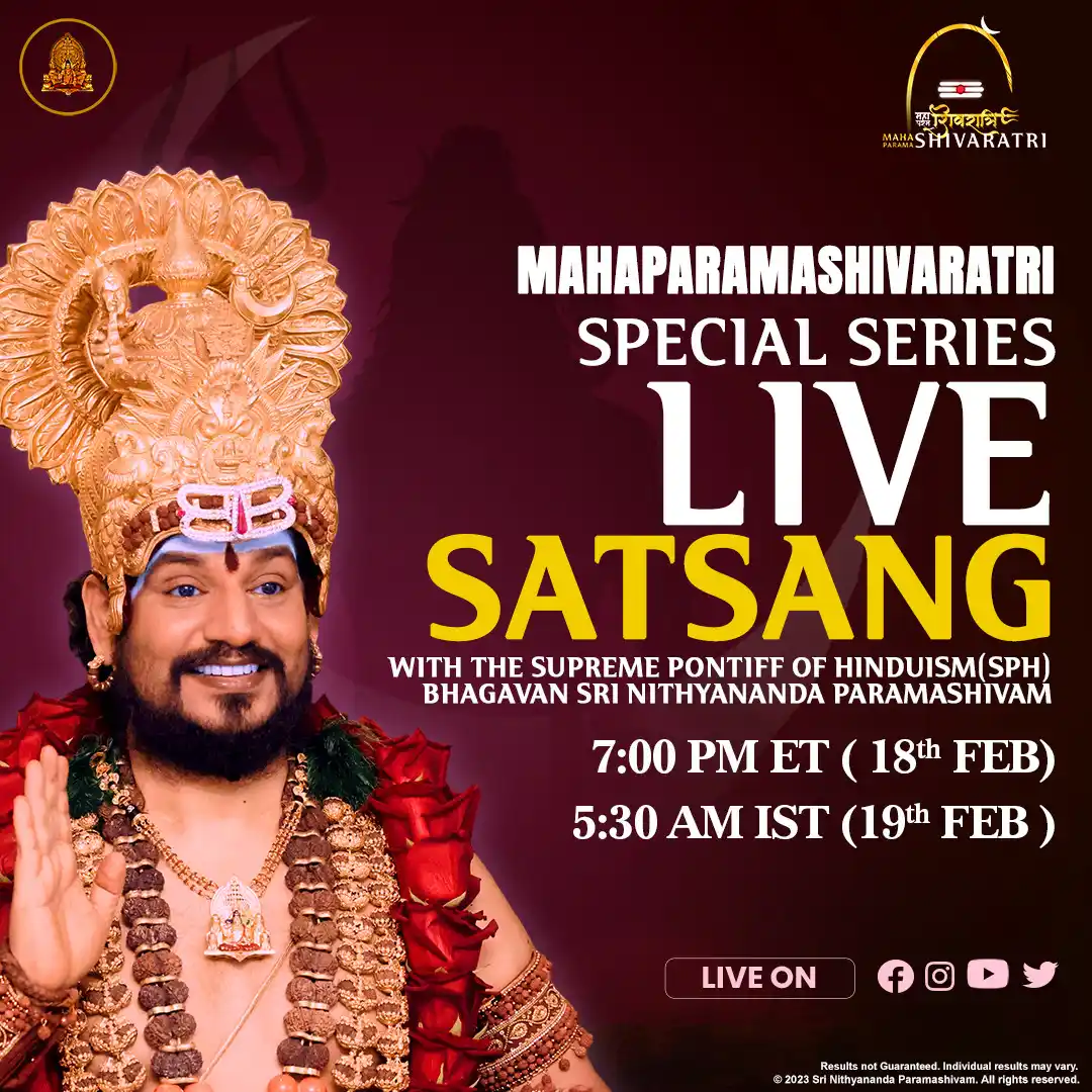 Image from KAILASA's SPH Nithyananda: ✨ MAHAPARAMASHIVARATRI SPECIAL - LIVE DARSHAN ✨  Experience the divine...