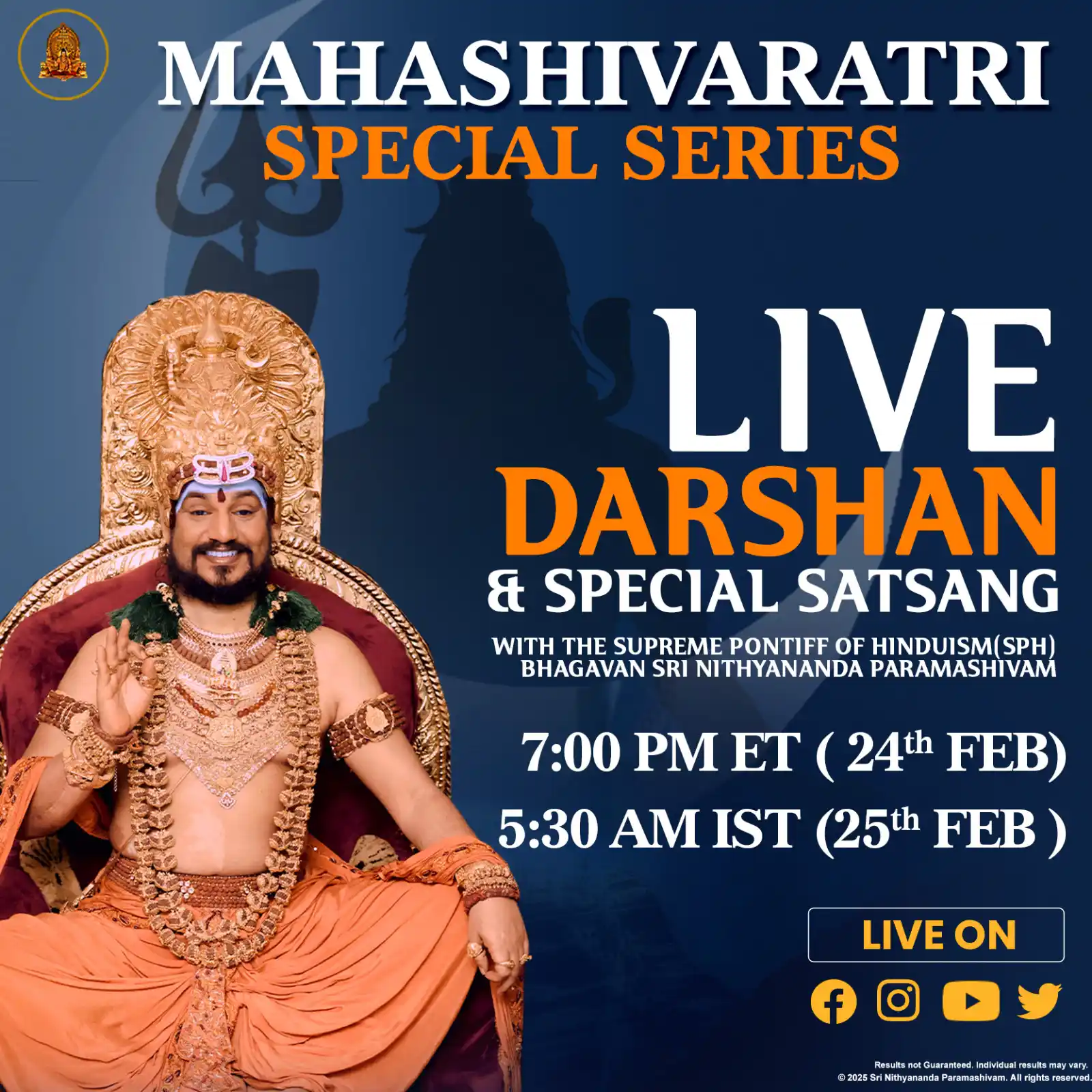 Image from KAILASA's SPH Nithyananda: ✨ Are you ready to awaken the Divine Consciousness within? Mahashivar...