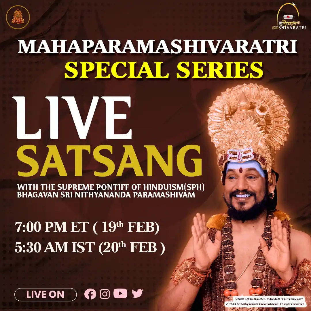 Image from KAILASA's SPH Nithyananda: 🌟 MAHAPARAMASHIVARATRI SPECIAL SERIES 🌟 🔥 LIVE SATSANG with THE SUP...
