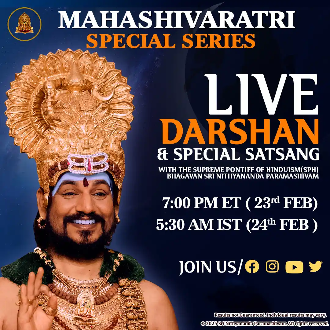 Image from KAILASA's SPH Nithyananda: 🌙 This Mahashivaratri - Experience Paramashiva! 🔱✨ 🕉️ A divine opp...