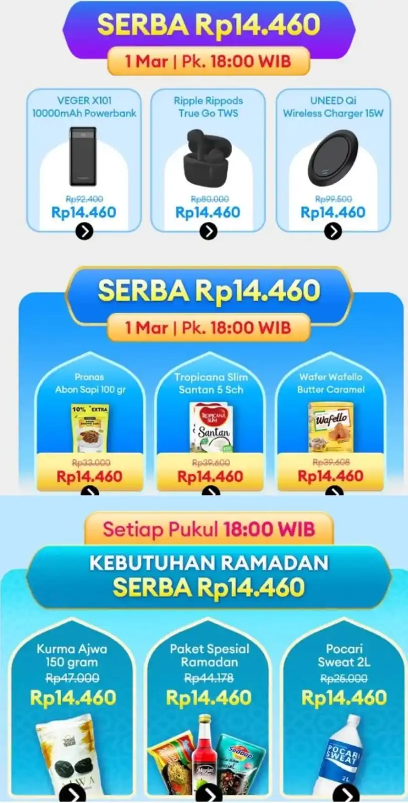 Image from Katalog Diskon & Info Promo Shopee Lazada Tiktok Blibli: SERBA Rp14.460 ⏰18:00 WIB VEGER X101 10000mAh Powerbank https://s.laz...