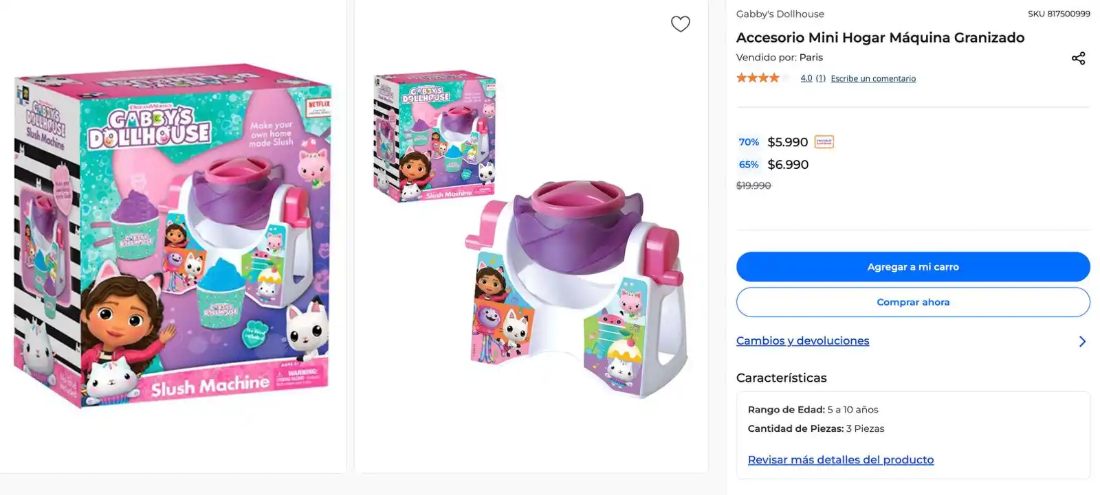 Image from Knasta Chile / Ofertas Y Cupones Exclusivos: 🍦 Máquina Granizado Gabby’s Dollhouse A SÓLO $5.990 🥳 Para la bendi...