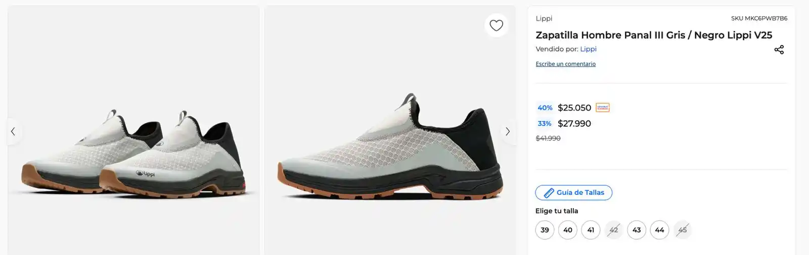 Image from Knasta Chile / Ofertas Y Cupones Exclusivos: Lippi Zapatilla hombre Panal III Gris/Negro EN SU MEJOR PRECIO! $25.0...
