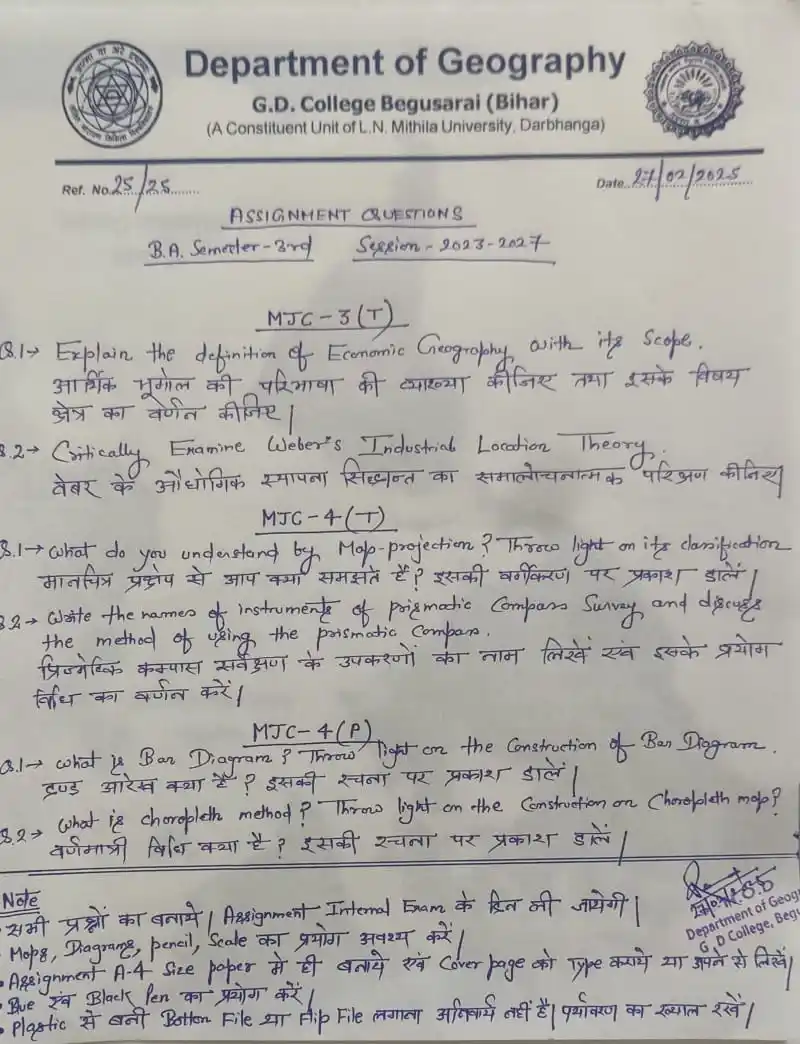 Image from ππ.π.π.π.π (ππππ) ππππππ ππ: *G.D COLLEGE BEGUSARAI* *DEPARTMENT OF GEOGRAPHY* *ASSIGNMENT QUESTI...