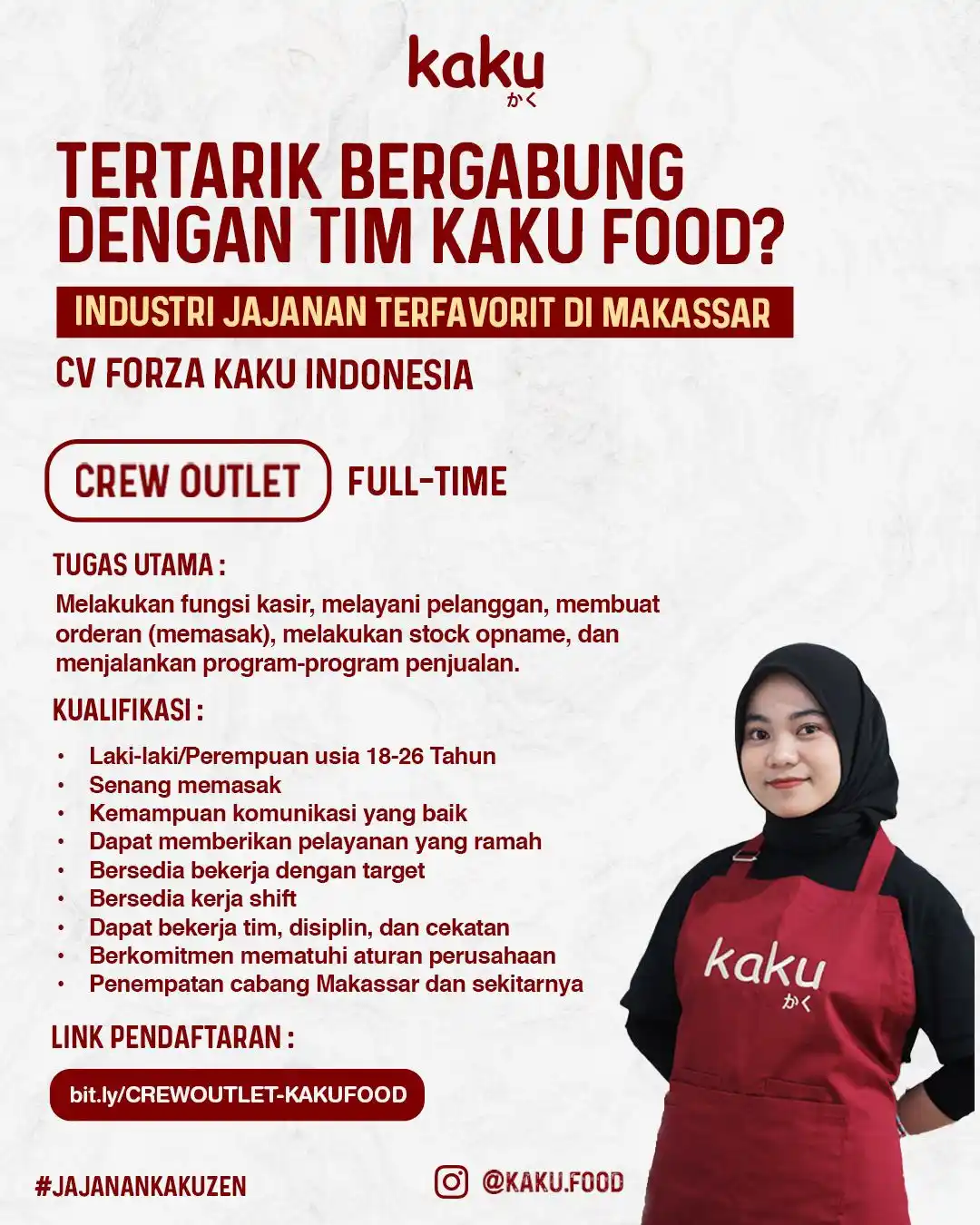 Image from Loker Makassar Terkini: LOKER CREW OUTLET KAKU FOOD Penempatan: Outlet Makassar, Gowa, dan M...