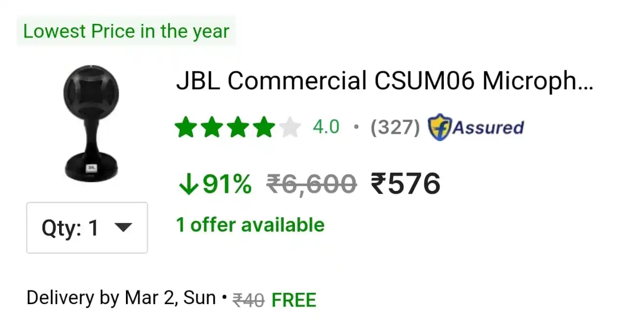 Image from Loot Deals App Online Shopping offers And Loot Deals: LOOOOOT :- Jbl microphone @ 576 91% off Reg price 2k+ http://fkrt.i...