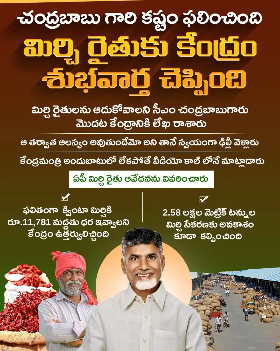Image from ManaTDP App - Official: రాష్ట్ర మిర్చి రైతు ఆవేదనను ఢిల్లీ వెళ్లి స్వయంగా వివరించి కేంద్రాన్ని...