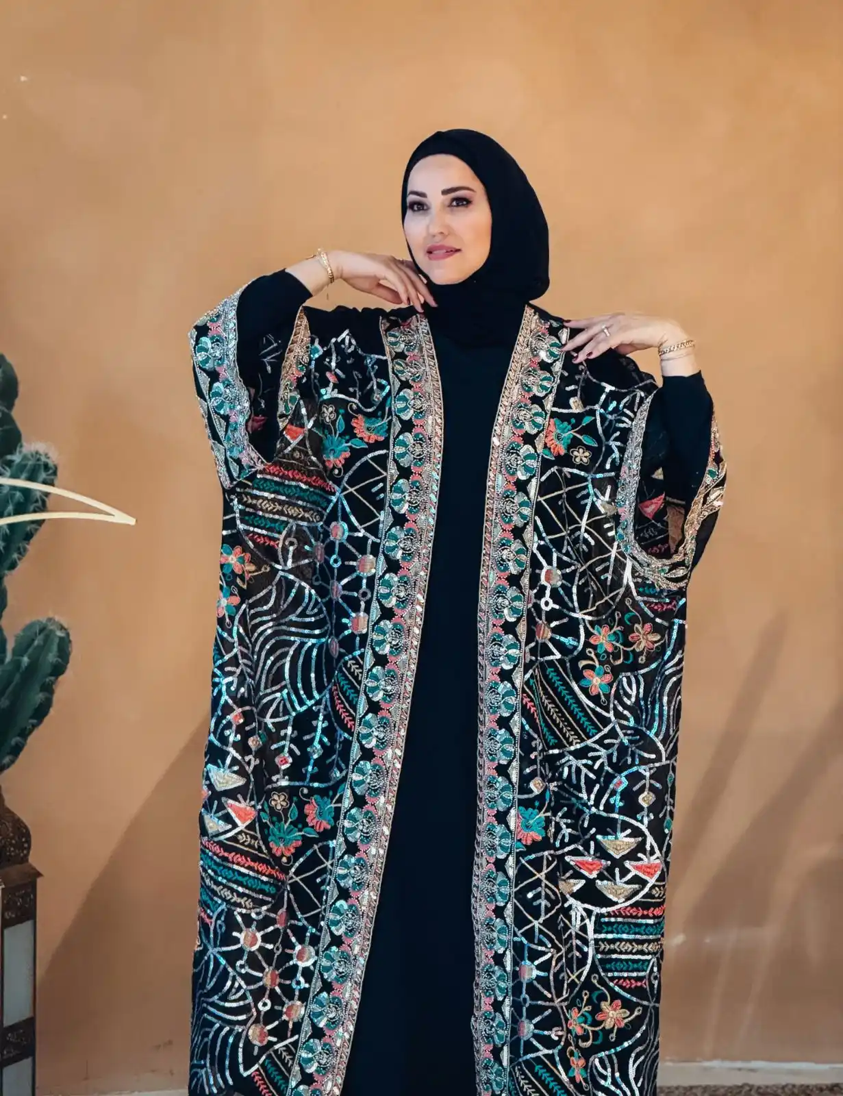 Image from Marvella New Collection : عباية سودا بتطريزات ملونة و دهبية كتير اكابرية وراقية ✨   FREE SIZE   ...