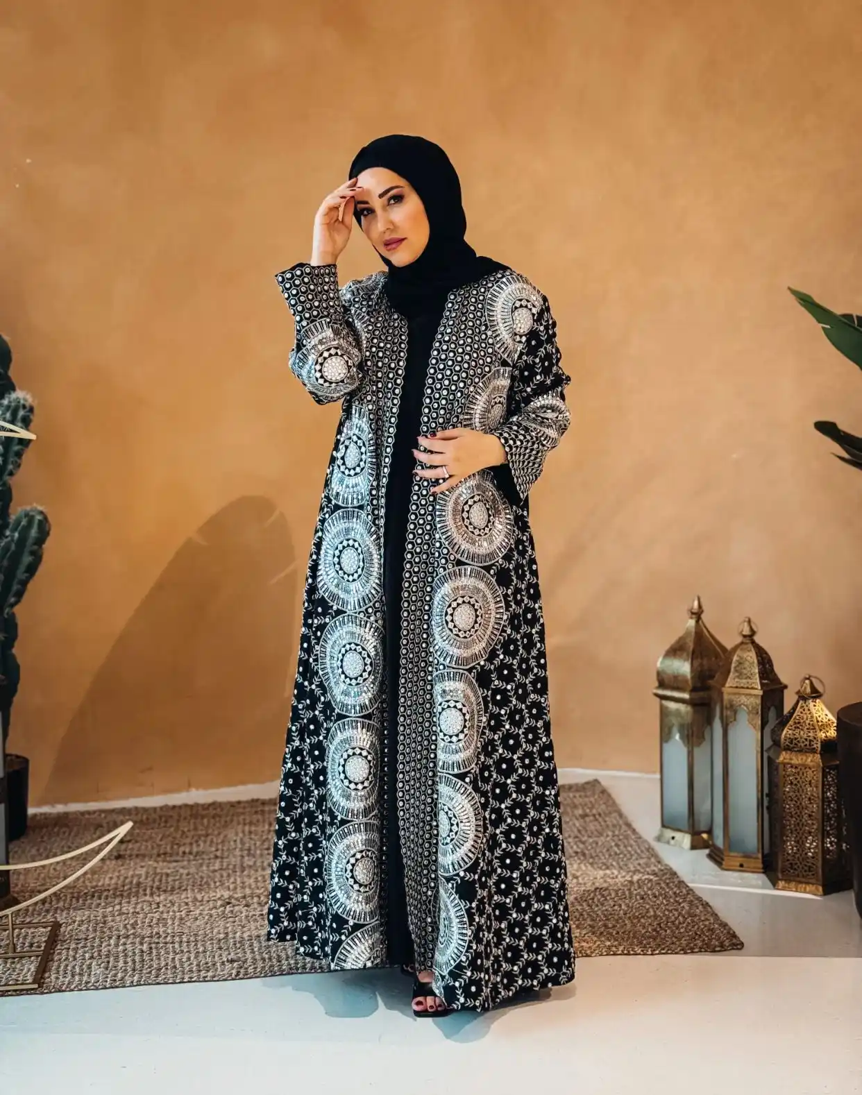 Image from Marvella New Collection : عباية سودا بتطريز مميز فضي كتير اكابرية ✨ FREE SIZE 600AED متوفرة ...