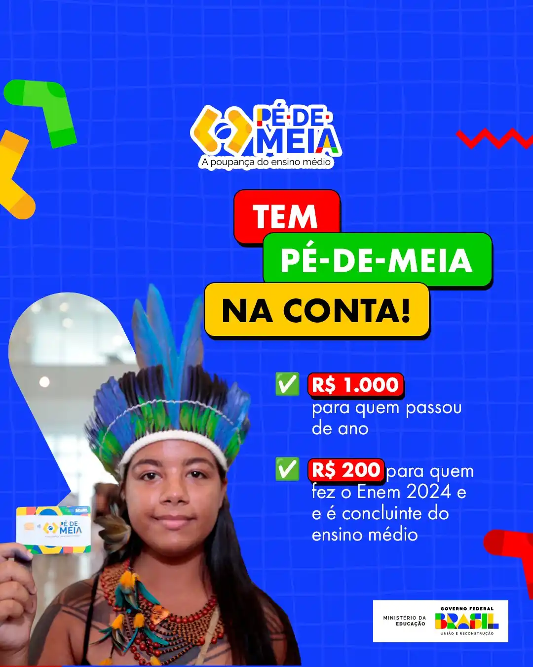 Image from Ministério da Educação: Estudantes do programa Pé-de-Meia: tem pagamento na sua conta do Caixa...