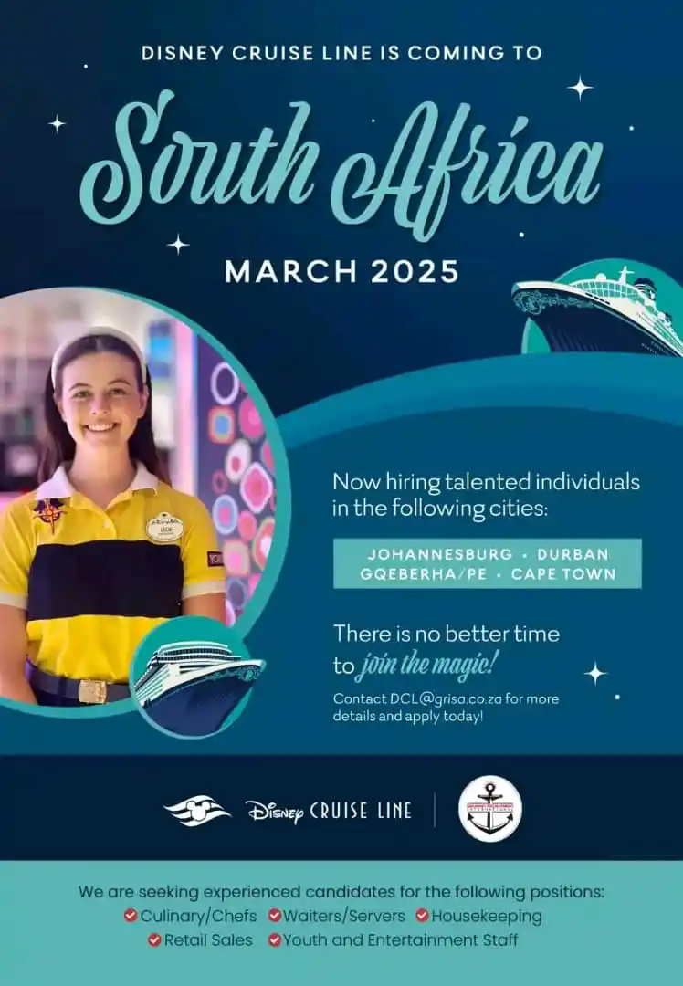 Image from MR KARIBA FREE CRUISESHIP JOBS HELPER: 🇿🇦 Disney Cruise Line is coming to South Africa in March 2025 🇿🇦 ...