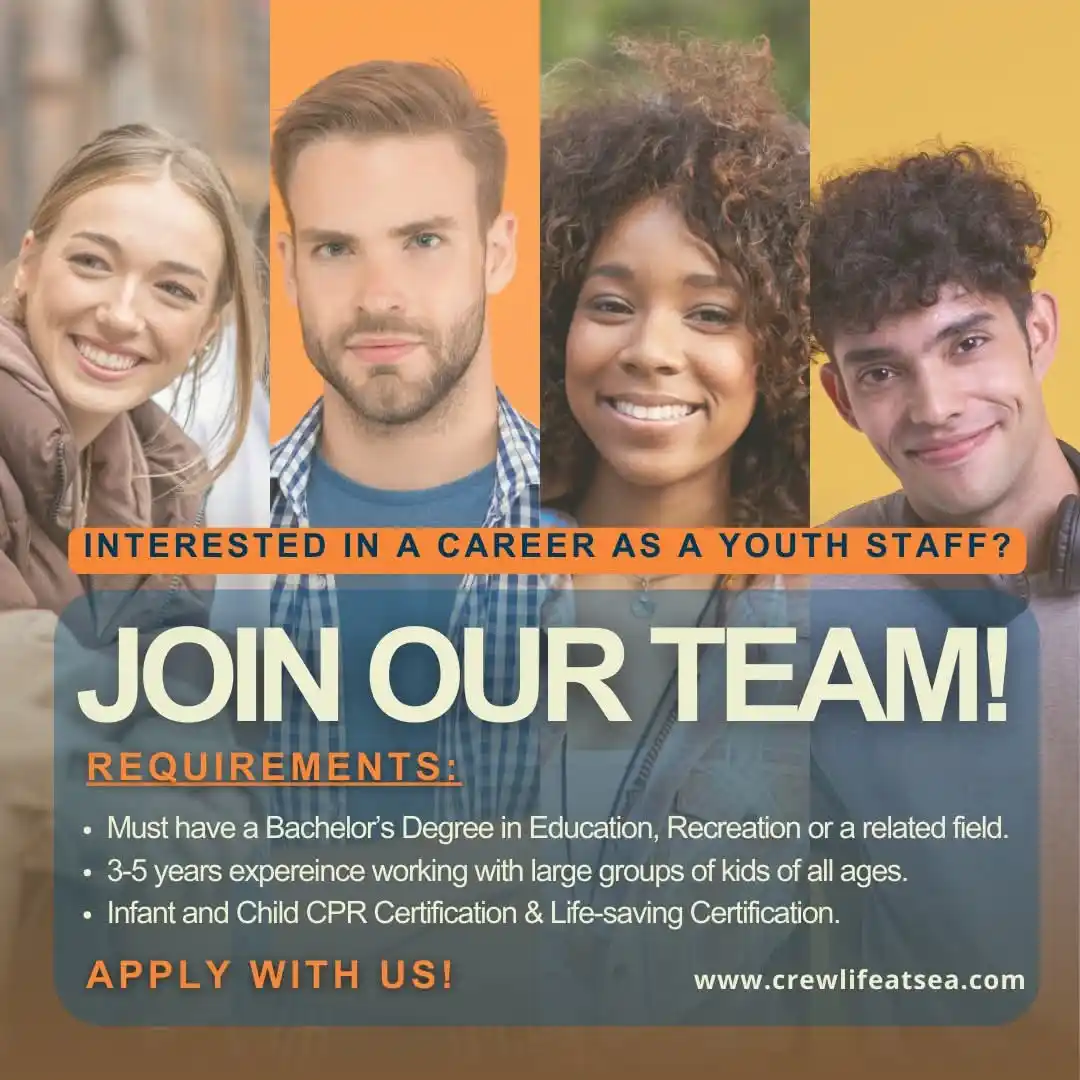Image from MR KARIBA  FREE CRUISESHIP JOBS HELPER: 🚢 Join Our Team as Youth Staff! 🌟  Love working with kids? Passionat...