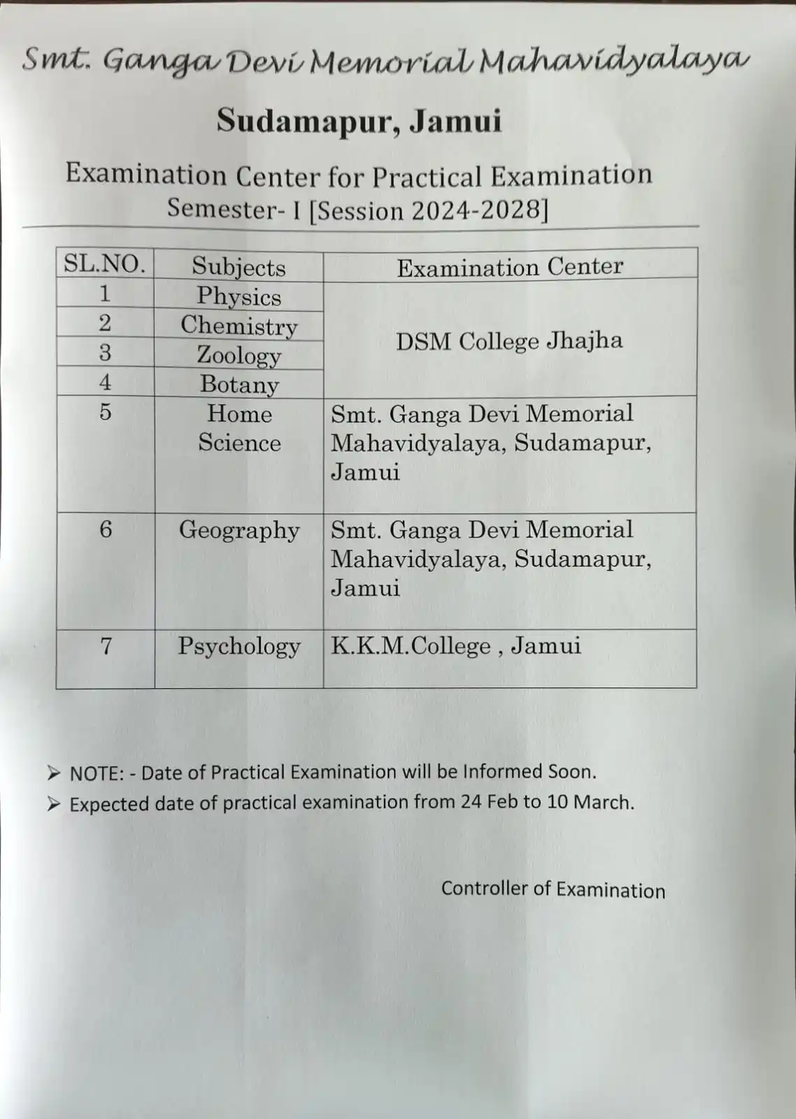 Image from Munger University Update: *SMT. Ganga Devi Memorial College Sudampur, Jamui UG Semester - 1 Sess...