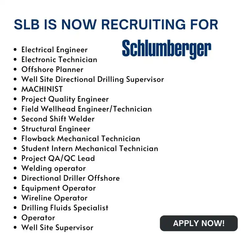 Image from OilandGas Drilling Jobs: SLB is now recruiting for Electrical Engineer Electronic Technician O...