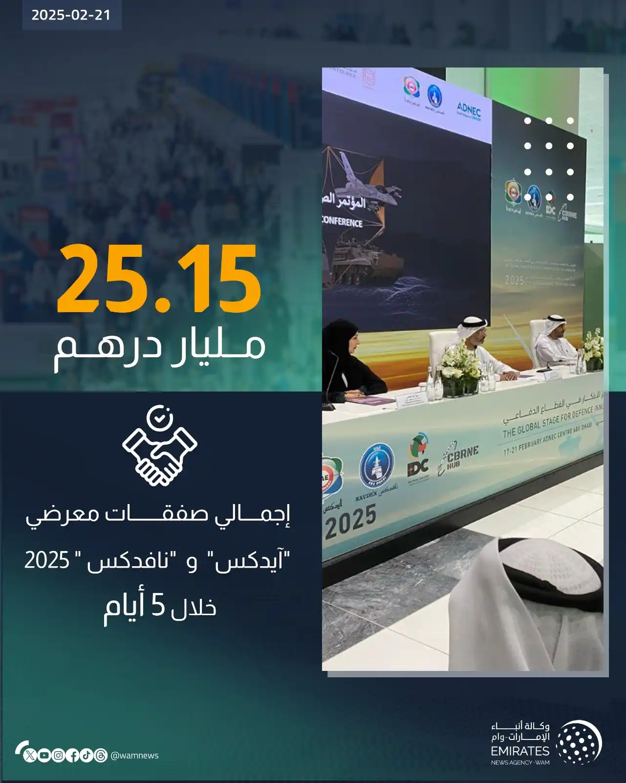 Image from وكالة أنباء الإمارات: 25.15 مليار درهم إجمالي صفقات "آيدكس" و"نافدكس" 2025 خلال 5 أيام...